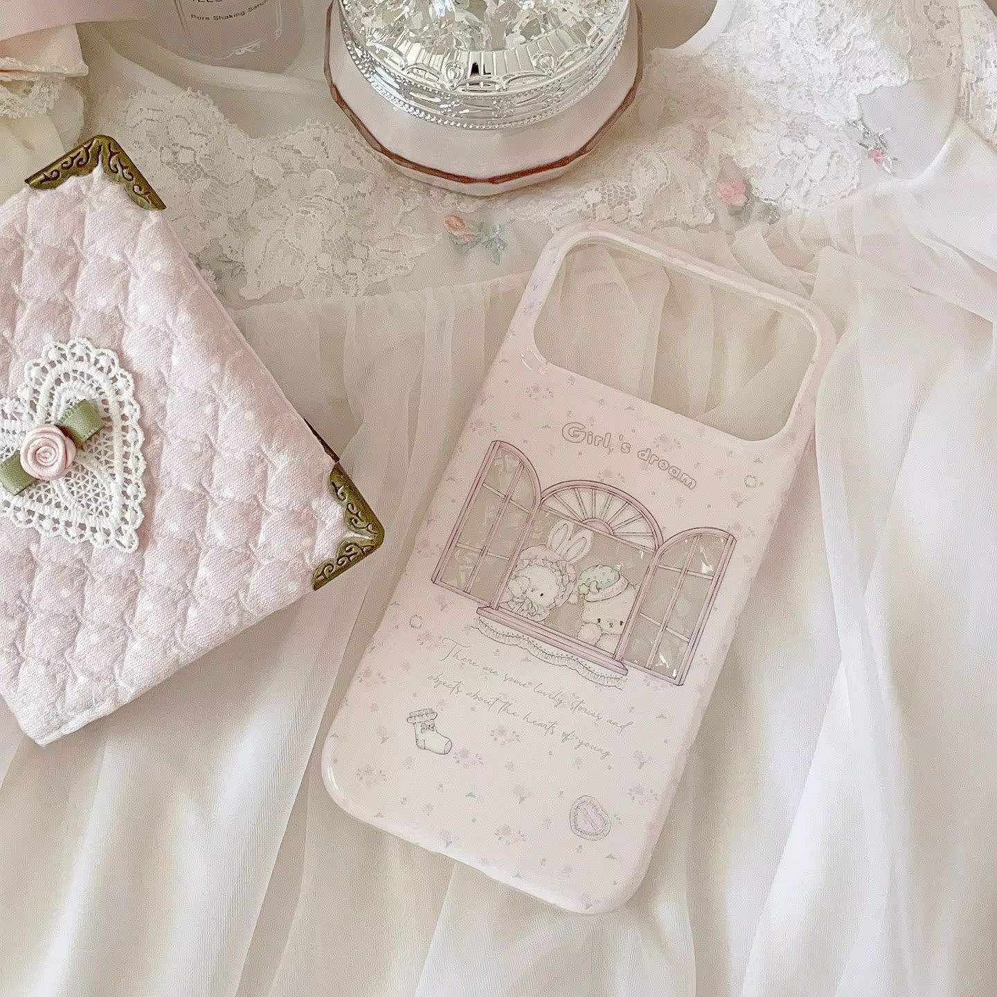 Phone Cases Kawaii - Kawaii Bunny Bear Floral Pink Y2K
