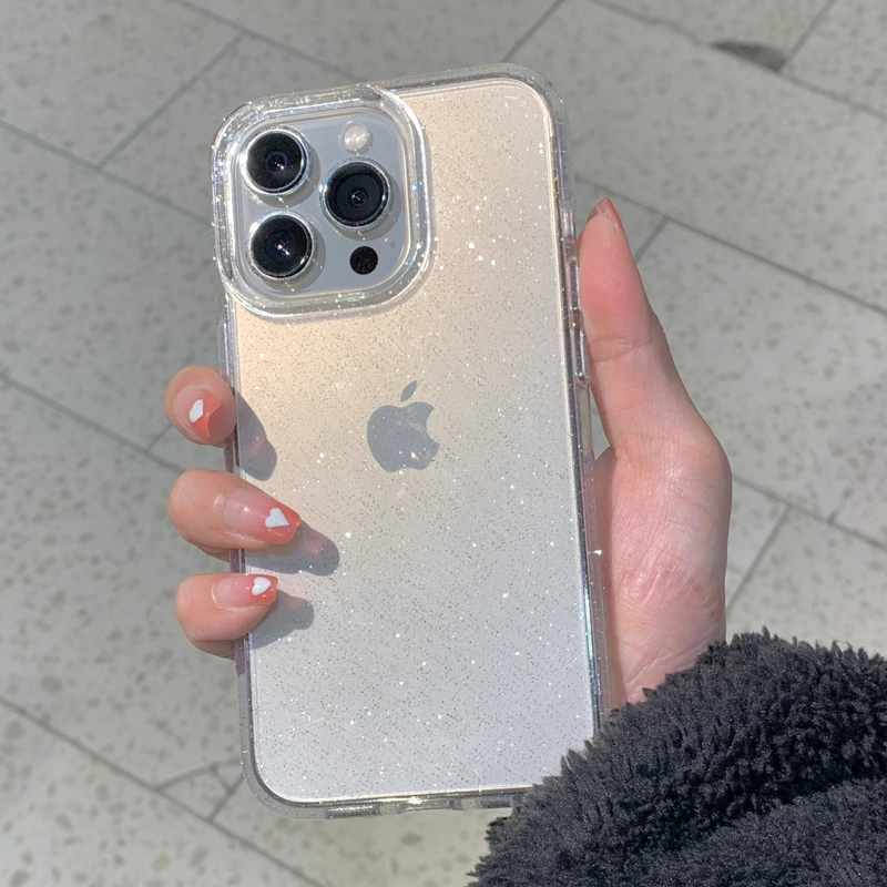 Phone Cases Best - Transparent Simple Glitter Phone Case For