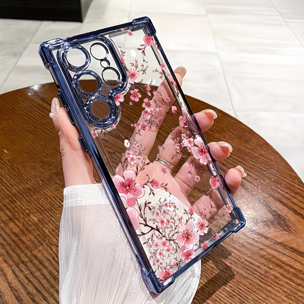 Phone Cases Samsung S24 - Cherry Blossom Electroplated Four-Corner Anti-Fall Phone