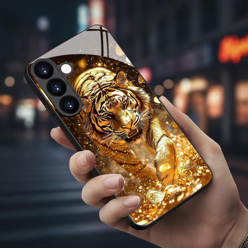 Phone Cases Samsung S24 - Tiger pattern glass Phone Case For
