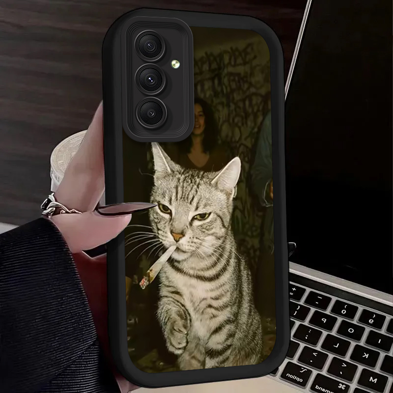 Trendy Cat Smoking Phone Case  - Phone Cases For Samsung A14 review and price