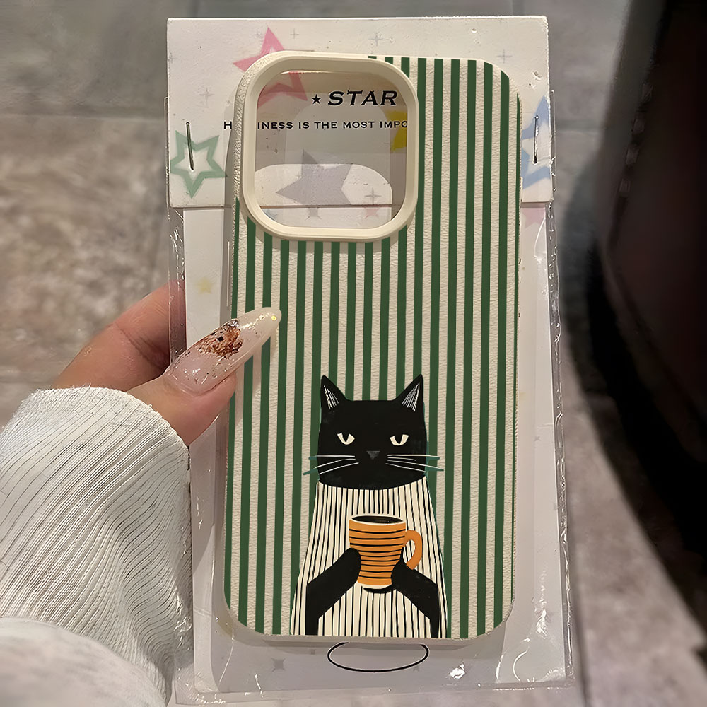 Funny Coffee Cat Pattern Lyche - Phone Cases Quirky review and price