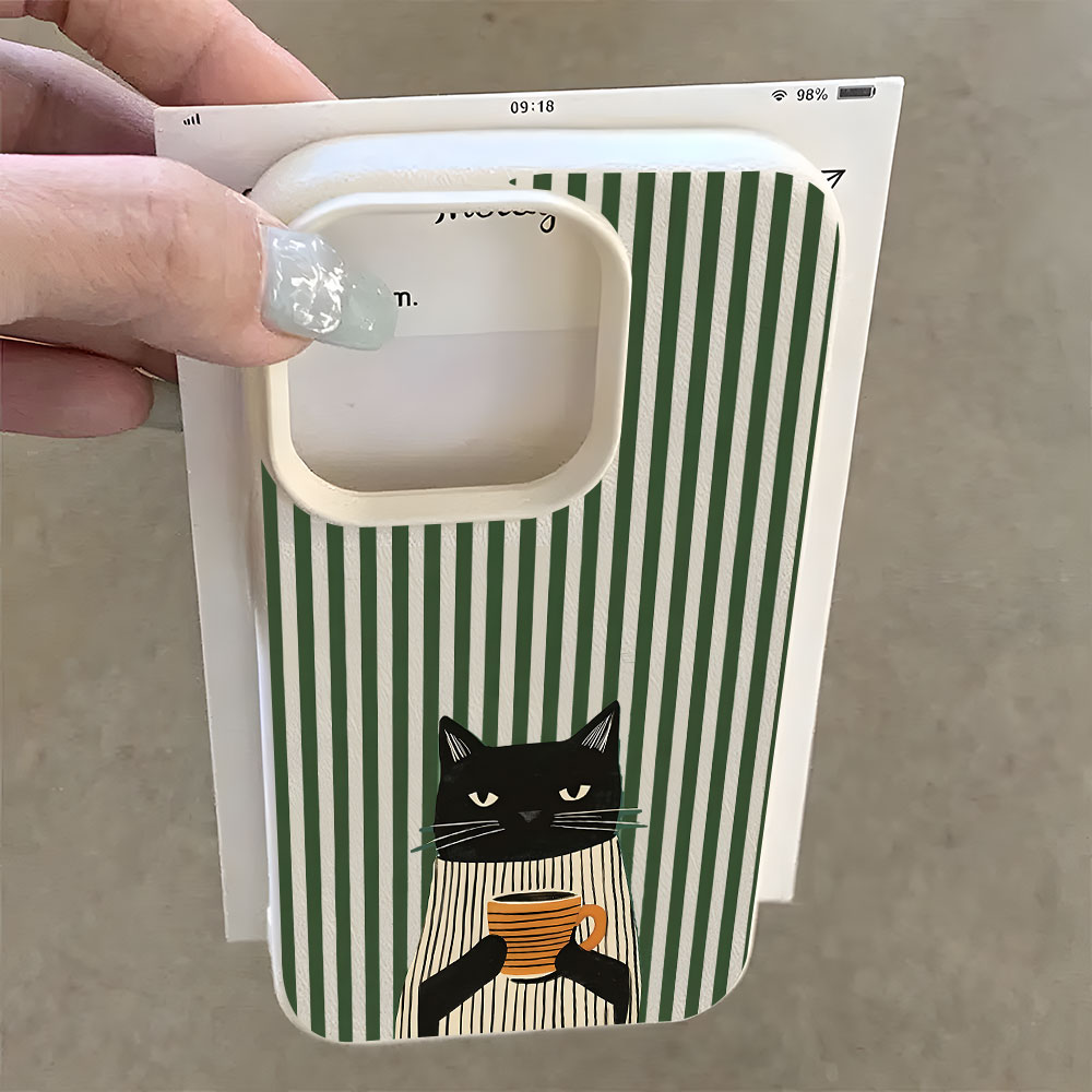 Funny Coffee Cat Pattern Lyche - Phone Cases Quirky review and price