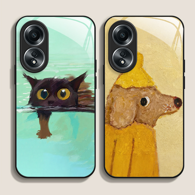 Oil Painting Yellow Dog Black  - Phone Cases Realme review and price