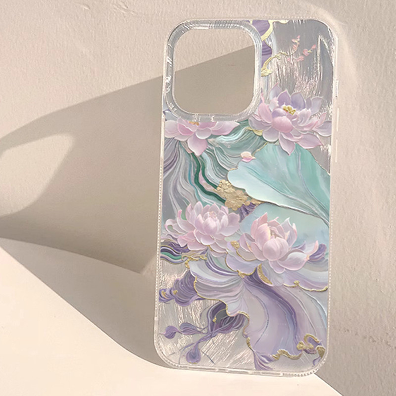 Dreamy Purple Lotus Print Aest - Phone Cases Aesthetic review and price