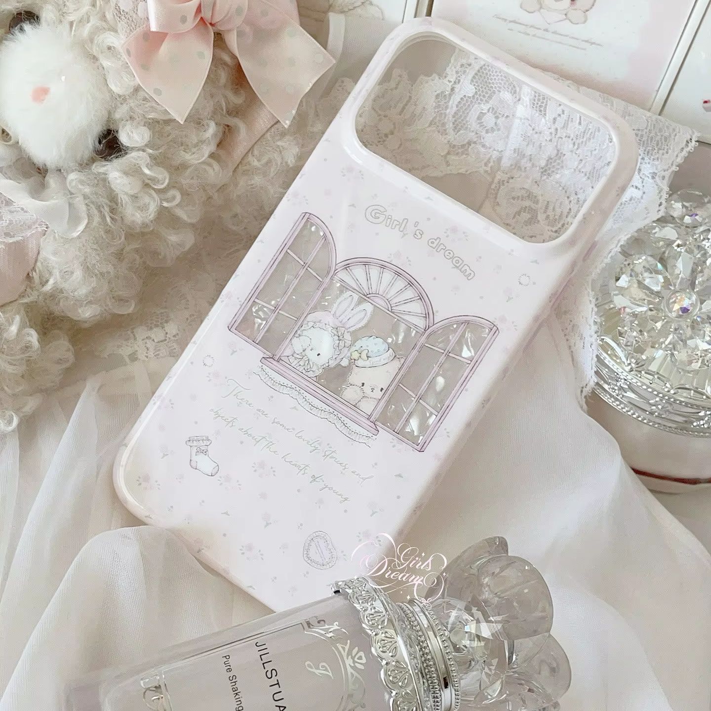 Kawaii Bunny Bear Floral Pink  - Phone Cases Kawaii review and price