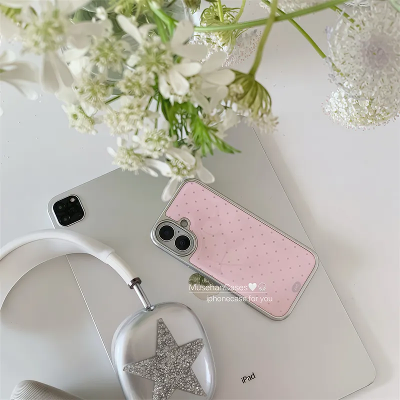 Korean ins Cream Pink Polka Do - Phone Cases Drawing review and price