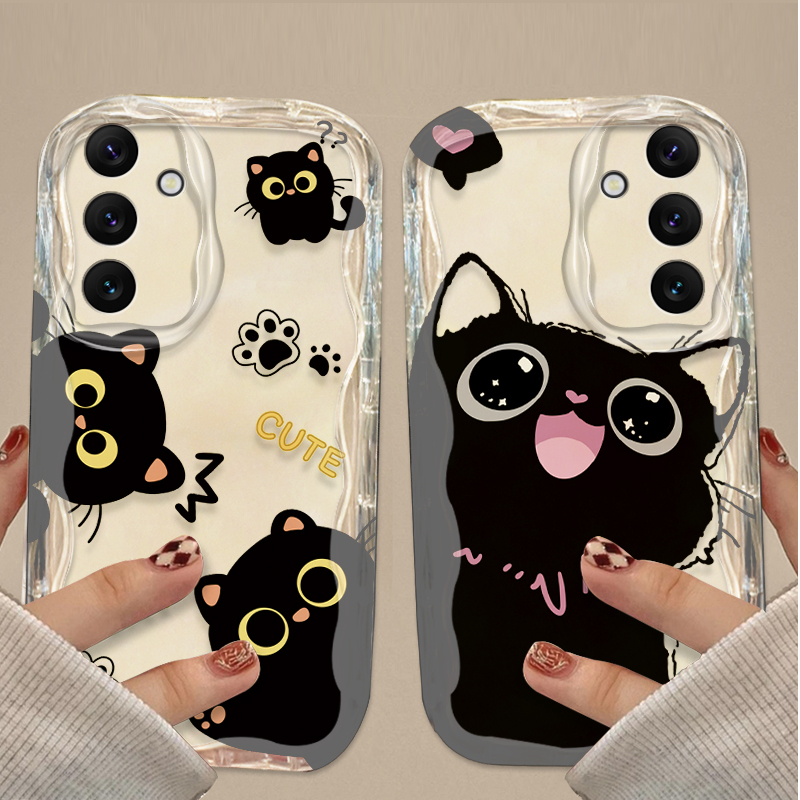 Cute Big Eyes Black Cat Case f - Phone Cases For Samsung A14 review and price