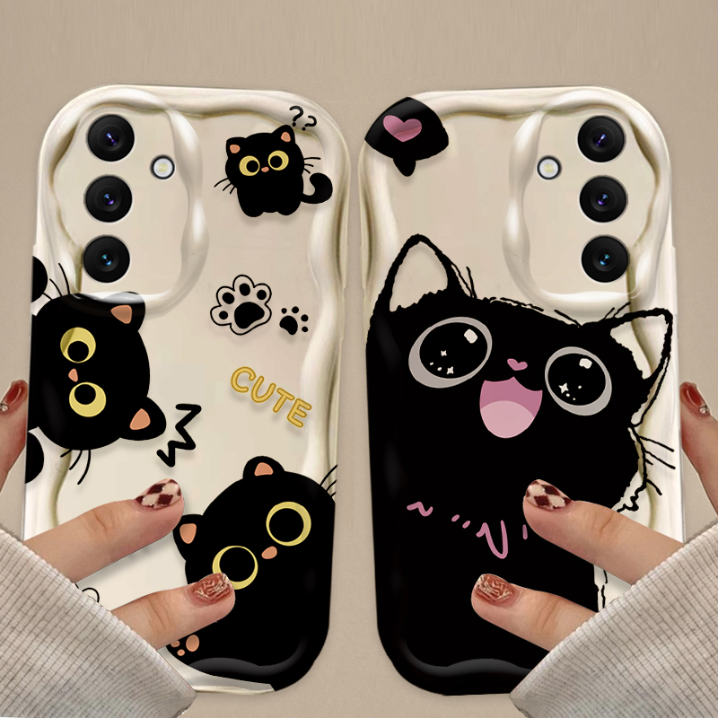 Cute Big Eyes Black Cat Case f - Phone Cases For Samsung A14 review and price