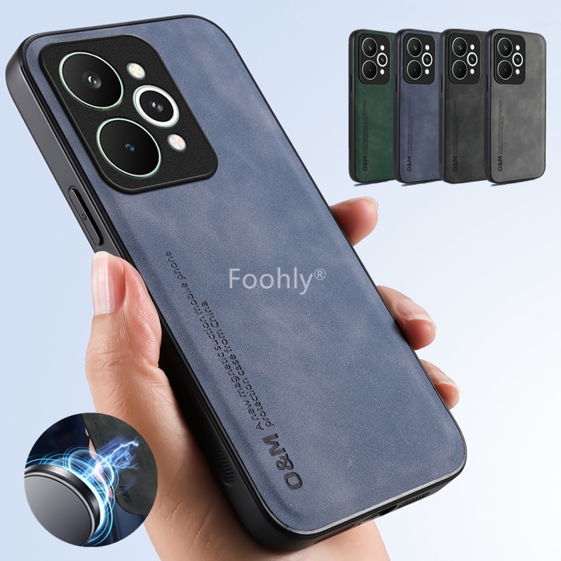 Nubuck Leather Magnetic Case f - Phone Cases Realme review and price