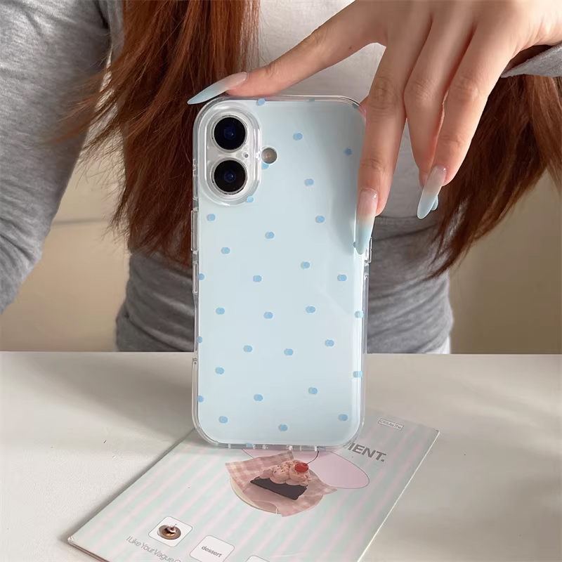 Korean Ins Girl Simple Blue Pi - Phone Cases Polka Dot review and price