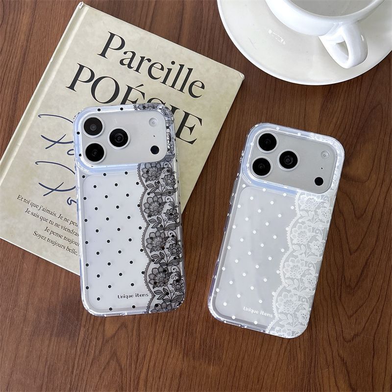 Ins Polka Dots Lace White Blac - Phone Cases Kawaii review and price