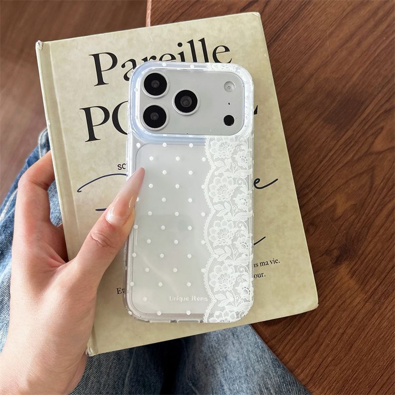 Ins Polka Dots Lace White Blac - Phone Cases Kawaii review and price