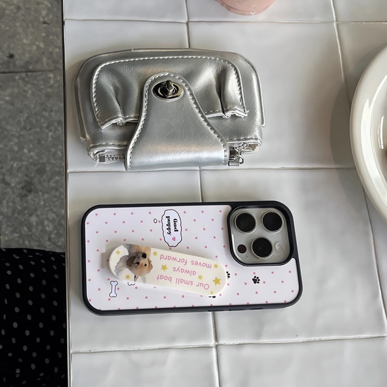 INS Pink Wave Point Good Puppy - Phone Cases Kawaii review and price