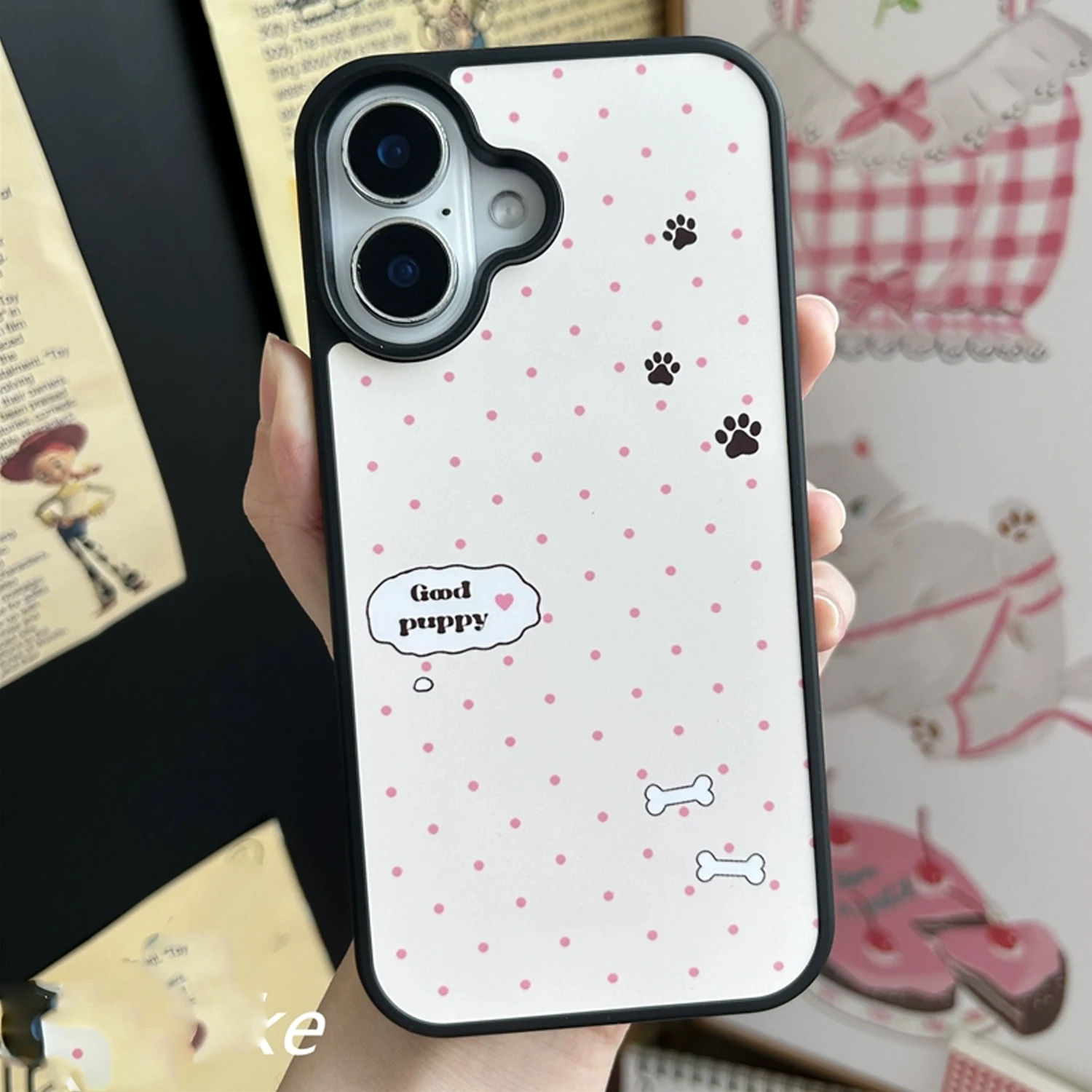 INS Pink Wave Point Good Puppy - Phone Cases Kawaii review and price