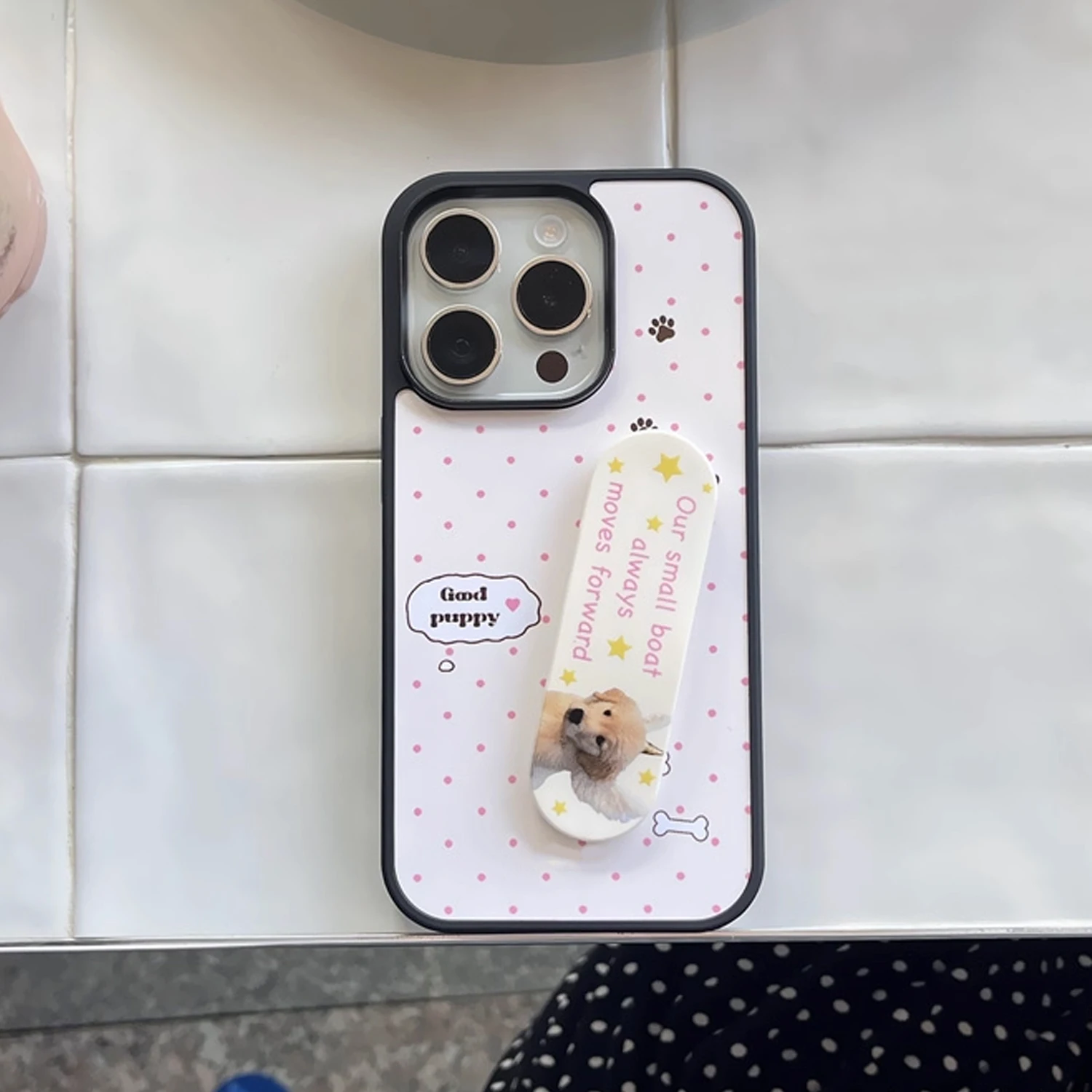 INS Pink Wave Point Good Puppy - Phone Cases Kawaii review and price