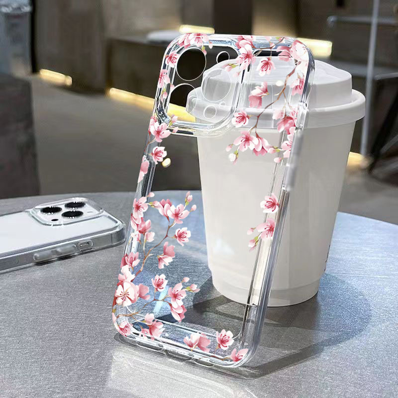 Pink Flower Design Transparent - Phone Cases Best review and price