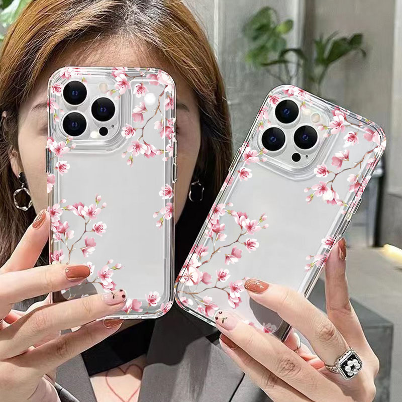 Pink Flower Design Transparent - Phone Cases Best review and price