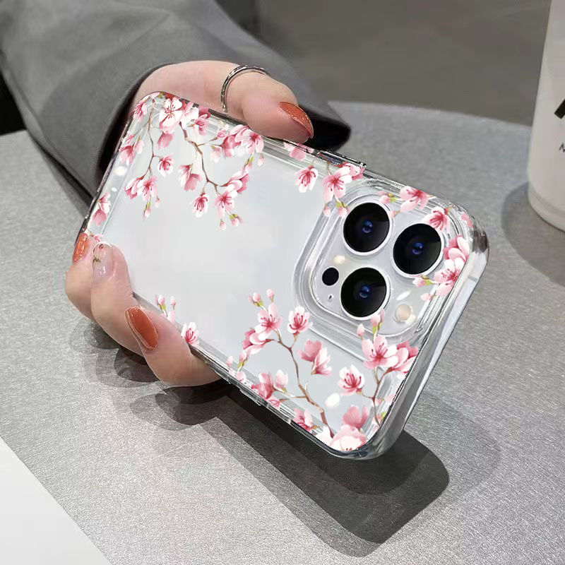 Pink Flower Design Transparent - Phone Cases Best review and price