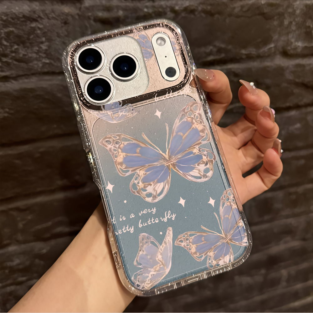 Luxury Blue Butterfly Clear Gl - Phone Cases Best review and price